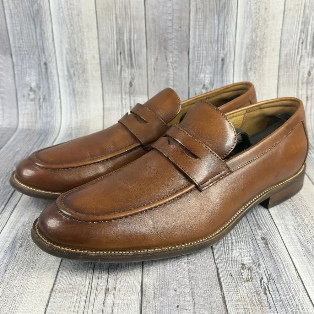 Florsheim Rucci Moc Toe Penny Loafer Men’s Size 10.5 M Soft Cognac Leather Brown